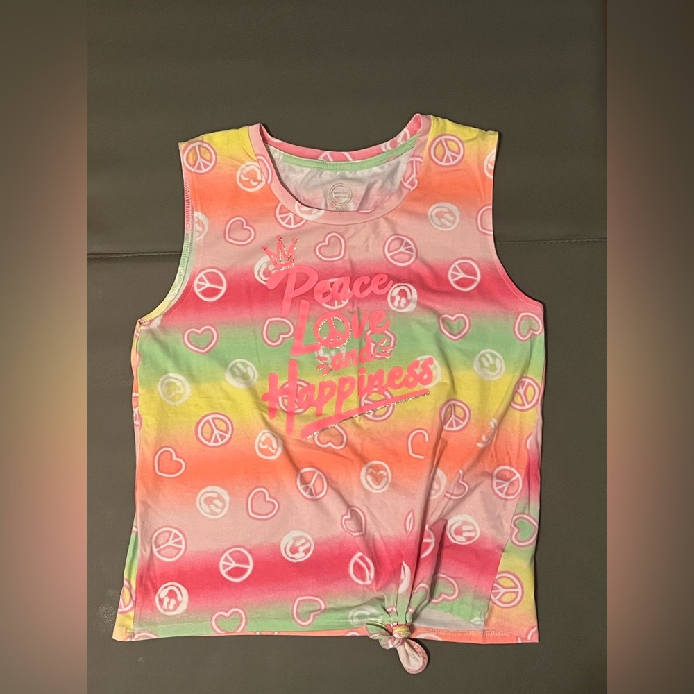 🌟❣️4/$10❣️🌟Wonder Nation Sz 14/16 Rainbow Peace Love Happiness Tank Top
